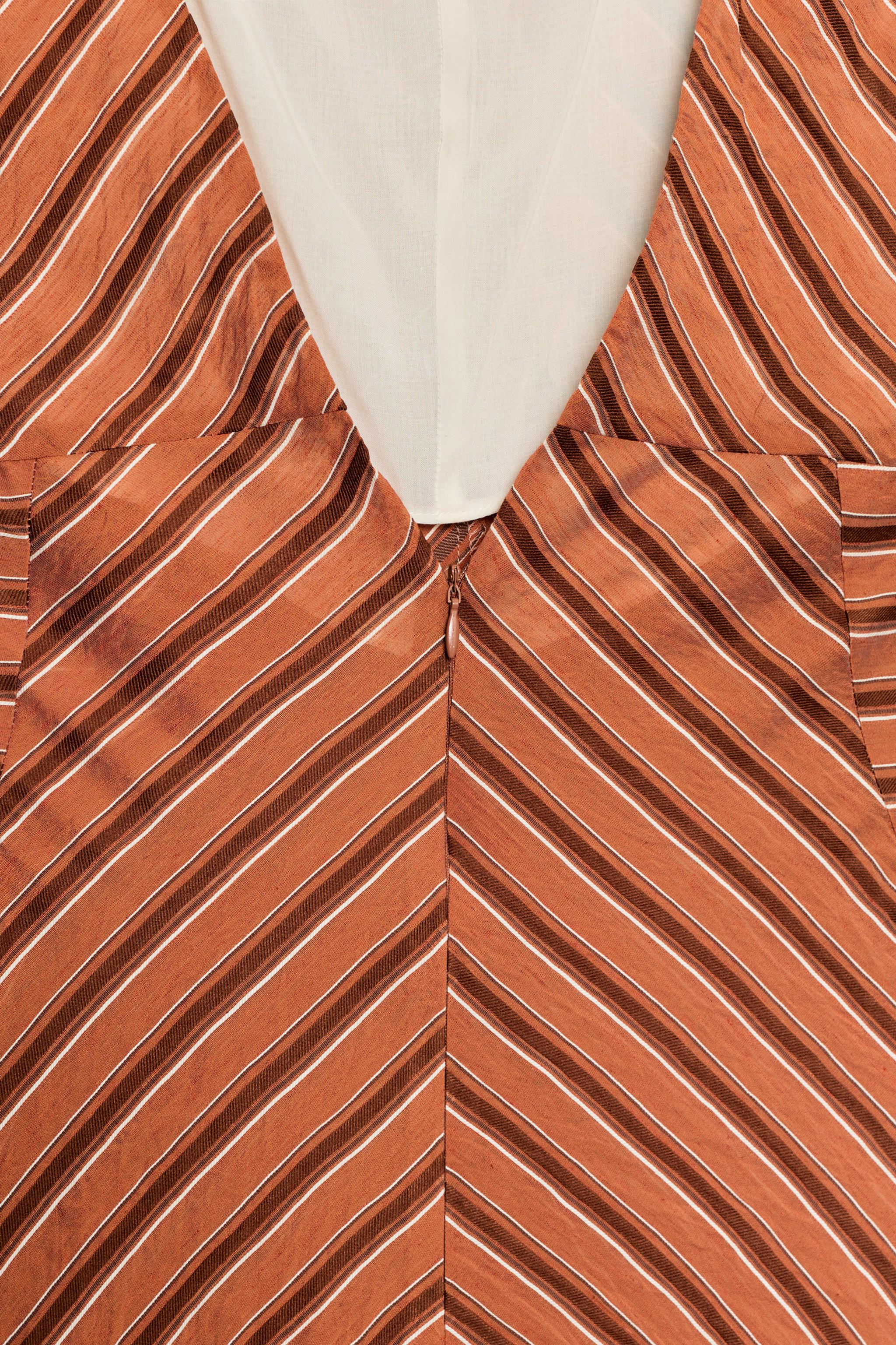 STRIPED OPEN BACK MIDI DRESS